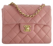Second Hand Classic Flap Bag Mini Square aus Leder in Rosa / Pink