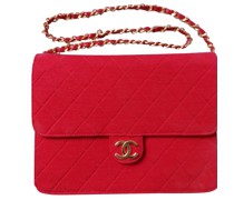 Second Hand Classic Flap Bag aus Jersey in Rot