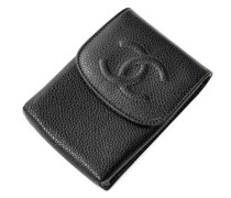 Second Hand Handtasche aus Leder in Schwarz