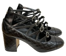 Second Hand Pumps/Peeptoes aus Leder in Schwarz