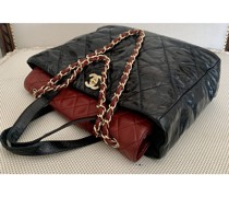 Second Hand Shopping Tote aus Leder in Schwarz
