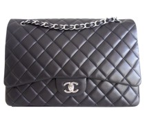 Second Hand Classic Flap Bag Maxi aus Leder in Schwarz