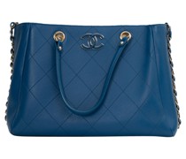 Second Hand Handtasche aus Leder in Blau