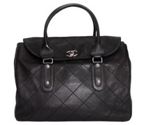 Second Hand Handtasche aus Leder in Schwarz