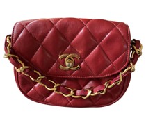 Second Hand Flap Bag Mini aus Leder in Rot