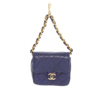 Second Hand Flap Bag Mini aus Leder in Blau