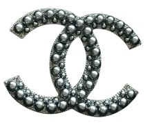 Second Hand Brosche aus Perlen in Grau