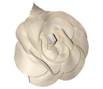 Second Hand Brosche aus Leder in Creme