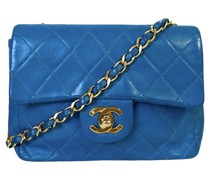 Second Hand Handtasche aus Leder in Blau