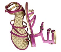 Second Hand Sandalen aus Leder in Violett