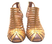 Second Hand Sandalen aus Leder in Gelb