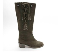 Second Hand Stiefel aus Leder in Grün