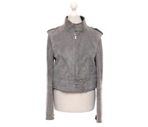 Second Hand Jacke/Mantel aus Leder in Grau