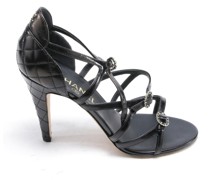 Second Hand Sandalen aus Leder in Schwarz