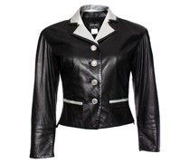 Second Hand Jacke/Mantel aus Leder in Schwarz