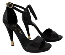 Second Hand Sandalen aus Leder in Schwarz