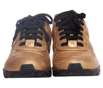 Second Hand Sneakers aus Leder in Gold