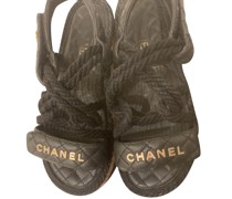 Second Hand Sandalen aus Leder in Schwarz