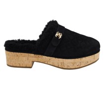 Second Hand Sandalen aus Wildleder in Schwarz