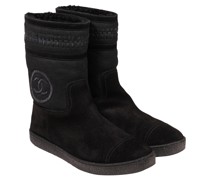 Second Hand Stiefel aus Wildleder in Schwarz