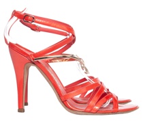 Second Hand Sandalen aus Lackleder in Rot