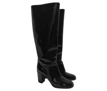 Second Hand Stiefel aus Lackleder in Schwarz