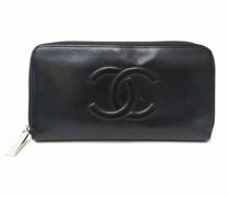 Second Hand Boy Zip Around Wallet aus Leder in Schwarz