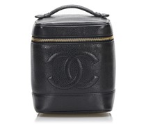 Second Hand Handtasche aus Leder in Schwarz