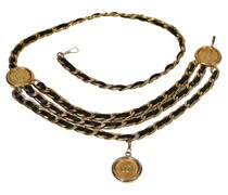 Second Hand Gürtel aus Leder in Gold