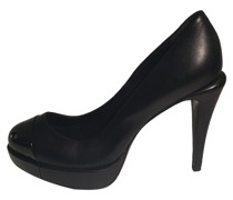 Second Hand Pumps/Peeptoes aus Leder in Schwarz