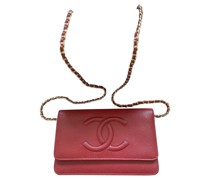 Second Hand Wallet on Chain aus Leder in Rot