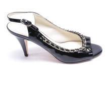 Second Hand Sandalen aus Leder in Schwarz