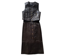 Second Hand Kleid aus Leder in Braun
