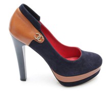 Second Hand Pumps/Peeptoes aus Leder in Blau