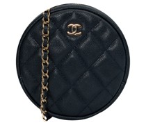 Second Hand Round Classic Chain Clutch aus Leder in Blau