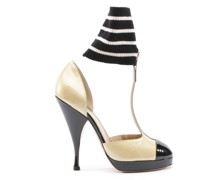 Second Hand Pumps/Peeptoes aus Leder in Silbern