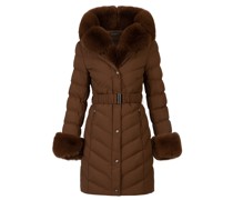 Steppjacke mit abknöpfbarem Kunstfell