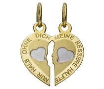 Partnerschmuck "Herz" Anhänger ohne Kette - feste Gravur: Nur halb ohne Dich...