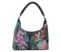 Schultertasche 'Island Escape Black' aus handbemaltem Leder mischfarben