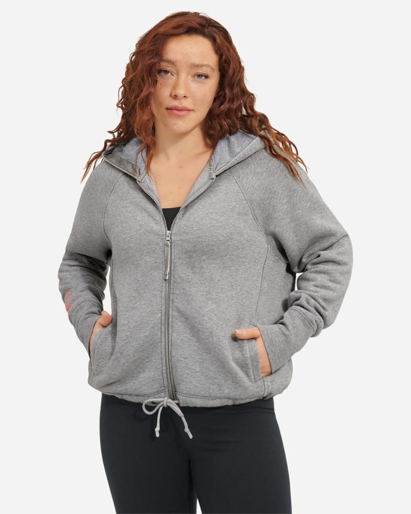 UGG Damen Oakynn Hoodie mit durchgehendem Reißverschuss Grey