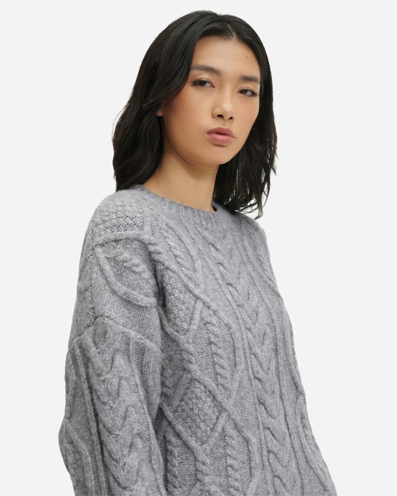UGG Damen Raeee Strickpuover mit Zopfmuster Grey