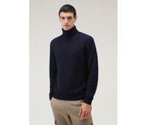 Herren Rollkragenpullover aus reiner Merino-Schurwolle Dark Blue