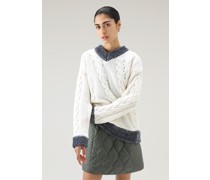 Damen Pullover aus reiner Wolle mit V-Ausschnitt - Daniëlle Cathari/Weiß