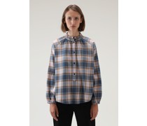 Damen Karierte Bluse aus leichtem Flanell Pink Blue Check