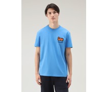 Herren T-shirt aus reiner Baumwolle mit Camouflage-Schaflogo Campanula Blue