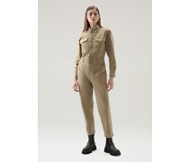 Damen Baumwoll-Twill-Overall Gold Khaki