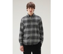 Herren Madras Leichtes Flanell-Karohemd Schwarz