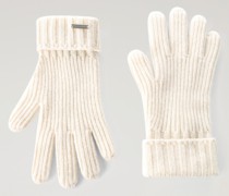 Damen Gerippte Handschuhe aus Kaschmir Milky Cream