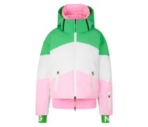 Ski-Daunenjacke Vila für Damen - Grün/Weiß/Rosa