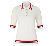 Strick-Polo-Shirt Lennie für Damen - Off-White/Rot